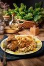 Delicious pork ribs stewed in gravy Royalty Free Stock Photo