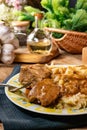 Delicious pork ribs stewed in gravy Royalty Free Stock Photo