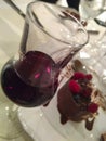 Port wine glass with chocolate and fruit