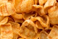 Delicious potato chips closeup becon meat. Royalty Free Stock Photo