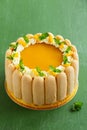 Delicious pound cake Charlotte with mango