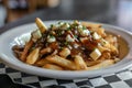 Delicious Poutine Dish Close-up, Canadian Cuisine Concept