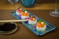 Delicious premium salmon and tuna Oshizushi sushi Batera sushi