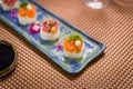 Delicious premium salmon and tuna Oshizushi sushi Batera sushi