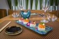 Delicious premium salmon and tuna Oshizushi sushi Batera sushi