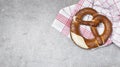 Delicious pretzel with salt, german food Royalty Free Stock Photo