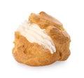 Delicious profiterole with cream filling isolated on white