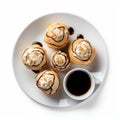 Delicious Profiterole Pastries With Coffee On Plate