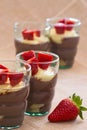 Delicious pudding with strawberries Royalty Free Stock Photo