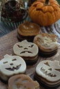 Delicious pumpkin ghost made with Agar powder and Halloween pumpkin. Tasty jelly in the shaped of cute ghost pumpkin