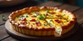 A delicious quiche with bacon cheese and parsley Royalty Free Stock Photo