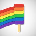 Delicious rainbow Ice Cream stick vector illustration with papercut style Royalty Free Stock Photo