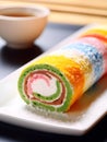 Delicious rainbow roll cake