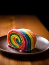 Delicious rainbow roll cake