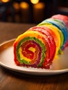 Delicious rainbow roll cake