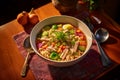 Delicious Ramen Noodle Soup with Meat and Veggies