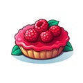 Delicious Raspberry Tart on White Background AI Generated