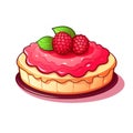 Delicious Raspberry Tart on White Background AI Generated