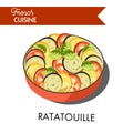 Delicious ratatouille meal from french cuisine isolated illustration.