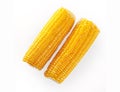 Delicious ready to eat boiled corn on th cob on white background isolated Royalty Free Stock Photo