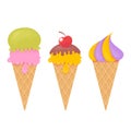 Delicious realistic ice-cream set with various flavors Royalty Free Stock Photo