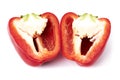 Delicious red bell pepper cut in half. Tasty Vegetables