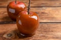 Delicious red caramel apples Royalty Free Stock Photo