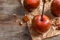 Delicious red caramel apples Royalty Free Stock Photo