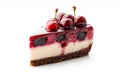 Cherry cheesecake isolated on white background Royalty Free Stock Photo