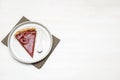 Delicious red cherry strawberry tart and crumble cake with oat.serving of gourmet confection dessert topped on plate Royalty Free Stock Photo