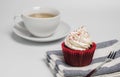 Delicious red velvet cupcake on white background. suitable for the party and gift. Royalty Free Stock Photo