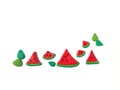 Delicious watermelon plasticine clay, beautiful fruit dough, arrange line