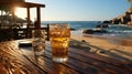 Delicious refreshing cold foamy light lager beer in a glass on the table Royalty Free Stock Photo