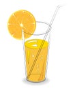 Delicious refreshing drink. In a glass of natural fruit juice, a slice of orange, mandarin. Vector illustration Royalty Free Stock Photo