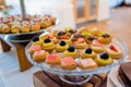 Delicious and refreshing fruity appetizers on a luxurious buffet at a celebration