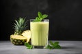 Delicious and refreshing pineapple juice with fresh mint leaves, perfect for summer thirst quenching