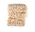 Delicious rice crispy treats isolated on white Royalty Free Stock Photo