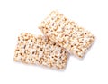 Delicious rice crispy treats isolated on white Royalty Free Stock Photo