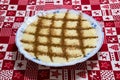 Delicious rice pudding `arroz doce` on a christmas table.