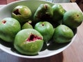 Delicious ripe green figs plate in summer Italy