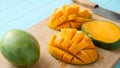 Delicious ripe mango cut in chunks Royalty Free Stock Photo