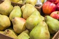 Delicious ripe pear in the box in farmer market Royalty Free Stock Photo