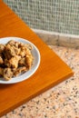 Delicious Rissol pork cracklings, a traditional Alentejo appetizer. Royalty Free Stock Photo