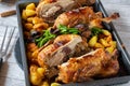 Roast Chicken Dinner with potatoes and vegetables