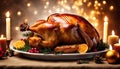 Delicious roast turkey with a crispy crust for Christmas dinner