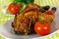 Delicious roasted chicken - delicate art of Portug Royalty Free Stock Photo