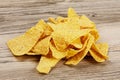 Delicious Roasted Corn Tortilla or Nacho Chips on wooden background