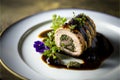Delicious roasted pork tenderloin with prune stuffing. Ai generated art Royalty Free Stock Photo
