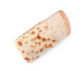 Delicious rolled crepe isolated on white