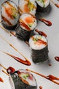 Delicious rolls with salmon